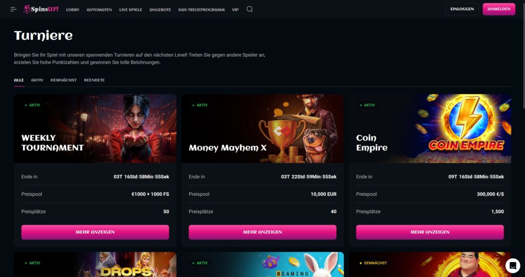SpinsUp Turniere